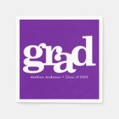 パープルシンプル卒業モダンタイポグラフィ スタンダードカクテルナプキン (正面)