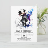 パープルシンプル忍者ボーイデジタル誕生日 招待状 (スタンド正面)