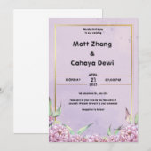 パープルシンプル結婚式招待状ポートレート 招待状 (正面/裏面)