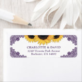 パープルシ素朴ックサンフラワー差出人住所 ラベル (インサイチュ)