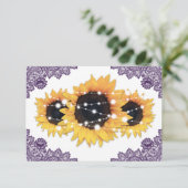 パープルシ素朴ックレースサンフラワー結婚ズ 出欠カード (スタンド正面)