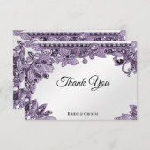 パープルジェムストーンフローラサンキューカード サンキューカード (正面/裏面)