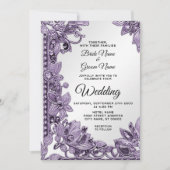 パープルジェムストーン結婚フローラ 招待状 (正面)