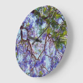 パープルジャカランダツリー油絵を描、大壁時計 ラージ壁時計 (傾斜)