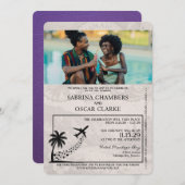 パープルジャマイカパスポート結婚式招待状 招待状 (正面/裏面)