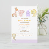 パープルジャングルベビーベビーシャワー招待状 招待状 (スタンド正面)