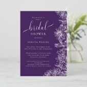 パープルジュエルトーンフローラブライダルシャワー 招待状 (スタンド正面)