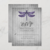 パープルジュエルドラゴンフライウェディング出欠確認 出欠カード (正面/裏面)