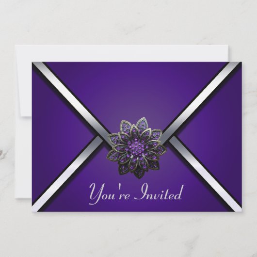 パープルジュエルパーティの招待状 招待状 (正面)