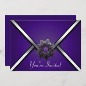 パープルジュエルパーティの招待状 招待状 (正面/裏面)