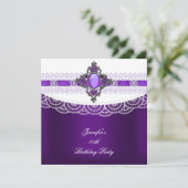 パープルジュエルホワイトレースバースデーパーティー 招待状 (スタンド正面)