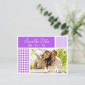 パープルジ市松模様にンガム 案内ポストカード (スタンド正面)