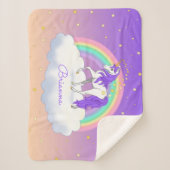 パープルスイーかわいらしトドリームズレインボーユニコーン シェルパブランケット (正面)