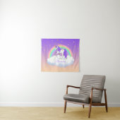 パープルスイーかわいらしトドリームズレインボーユニコーン タペストリー (インサイチュ(横))