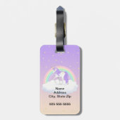 パープルスイーかわいらしトドリームズレインボーユニコーン ラゲッジタグ (裏面縦)