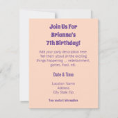 パープルスイーかわいらしトドリームズレインボーユニコーン 招待状 (裏面)