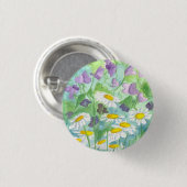 パープルスイートピーズデイジー花 缶バッジ (正面&裏面)
