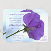 パープルスイートピーリタイアメントパーティの招待状 招待状 (正面/裏面)