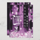 パープルスイート16カラオケナイトパーティの招待状 招待状 (正面/裏面)