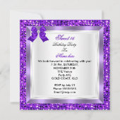 パープルスイート16パーティーSweet sixteenシルバーグリッター 招待状 (裏面)