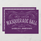 パープルスイート16仮装舞踏会招待状 招待状 (正面/裏面)