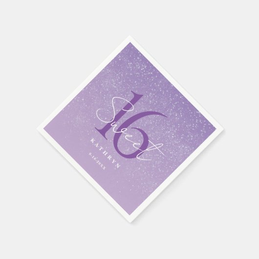 パープルスウィート16名前をカスタムする スタンダードカクテルナプキン (角)