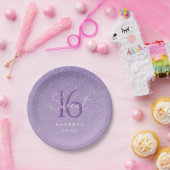 パープルスウィート16名前をカスタムする ペーパープレート (パーティー)