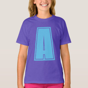 パープルスカイブルーイニシャルモノグラムカリグラフィシック Tシャツ