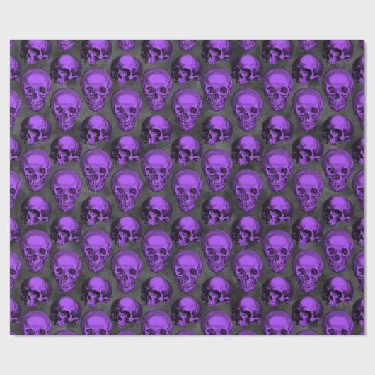 パープルスカルとヒマワリデザイン1 ラッピングペーパー (フラット)