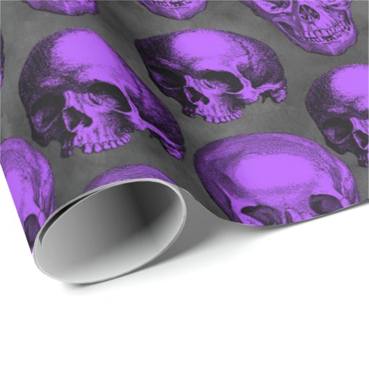 パープルスカルとヒマワリデザイン1 ラッピングペーパー (ロールコーナー)