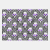 パープルスカルとヒマワリデザイン3 ラッピングペーパーシート (正面)