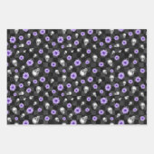 パープルスカルとヒマワリデザイン9 ラッピングペーパーシート (正面)