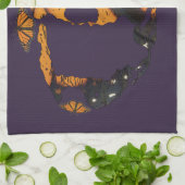 パープルスカルウイングオブバターフリス キッチンタオル (折り畳み)