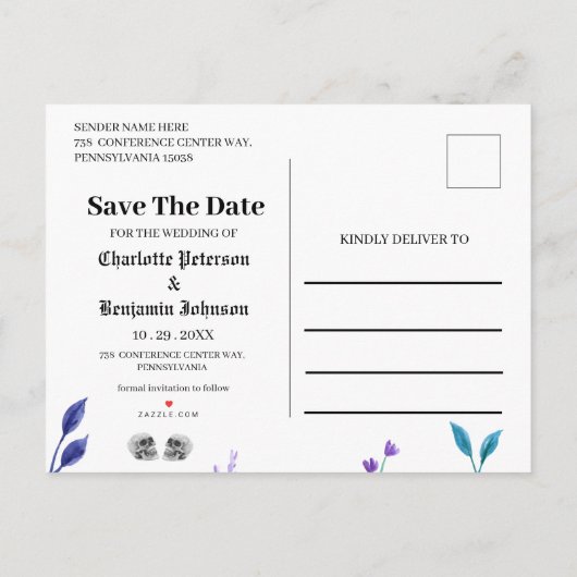 パープルスカルザデイトハロウィン結婚ズ 案内ポストカード (裏面)