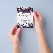 パープルスカルハローウィンパーティフライヤーテンプレート チラシ (手)