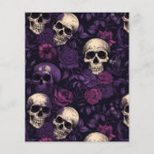 パープルスカルハローウィンパーティフライヤーテンプレート チラシ (裏面)