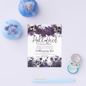 パープルスカルハローウィンパーティフライヤーテンプレート チラシ (シングル)