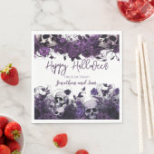 パープルスカルハローウィンパーティ スタンダードランチョンナプキン (インサイチュ)