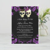 パープルスカル新郎新婦結婚式招待状 招待状 (スタンド正面)