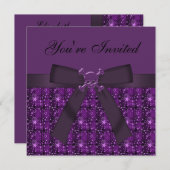 パープルスカル&グリタリースターズパーティー招待状 招待状 (正面/裏面)