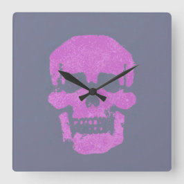 パープルスカル スクエア壁時計