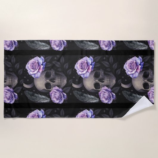 パープルスカル ビーチタオル (正面)