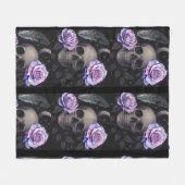 パープルスカル フリースブランケット (正面(横))