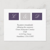 パープルスクウェアRSVPカード インビテーションポストカード (正面)