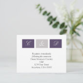 パープルスクウェアRSVPカード インビテーションポストカード (スタンド正面)