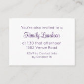 パープルスクリプトテンプルシーリング&ミール招待状 エンクロージャーカード (裏面)