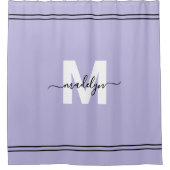 パープルスクリプトモノグラムネーム シャワーカーテン (正面)