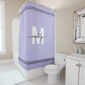 パープルスクリプトモノグラム名前 シャワーカーテン (インサイチュ)