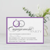 パープルスクリプト婚約パーティ招待状 招待状 (スタンド正面)