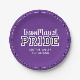 パープルスクールプライドマスコットネーム紙プレート ペーパープレート